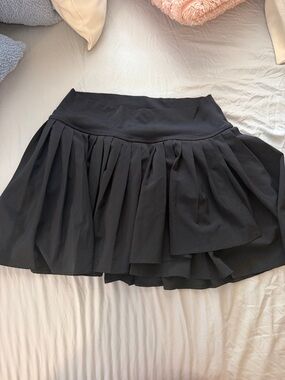 aerie Black Pleated Skater Mini Skirt